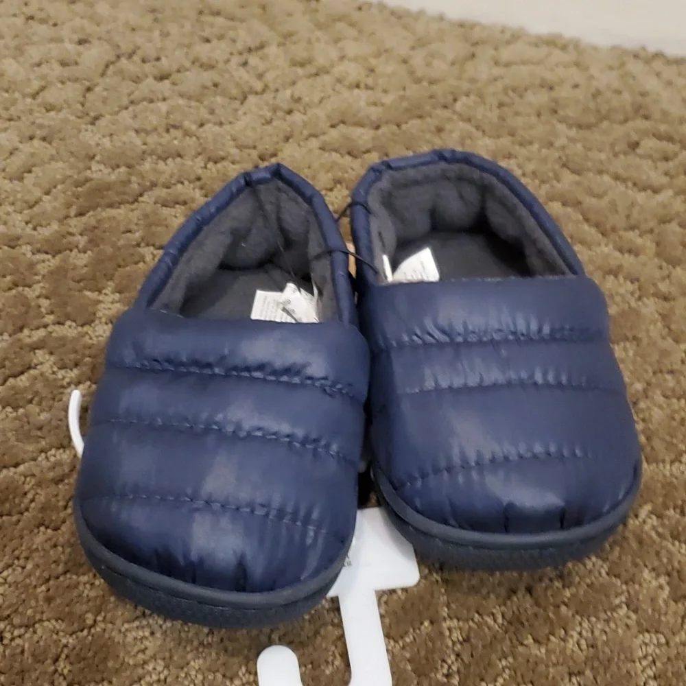 Baby Toddler Boys Capelli of New York Navy Puffy Slippers Size 4/5 8/9 girls NWT